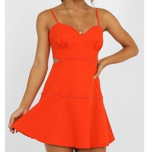 Orange linen SHOWPO mini dress brand new with tags